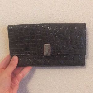 Grey Faux Crocodile Wallet — Mac and Jac